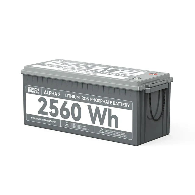 Rich Solar Alpha 2 12V 200Ah LiFePO4 Lithium Iron Phosphate Battery w/ Internal Heating and Bluetooth Function