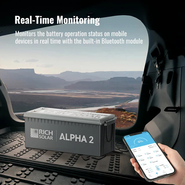 Rich Solar Alpha 2 12V 200Ah LiFePO4 Lithium Iron Phosphate Battery w/ Internal Heating and Bluetooth Function