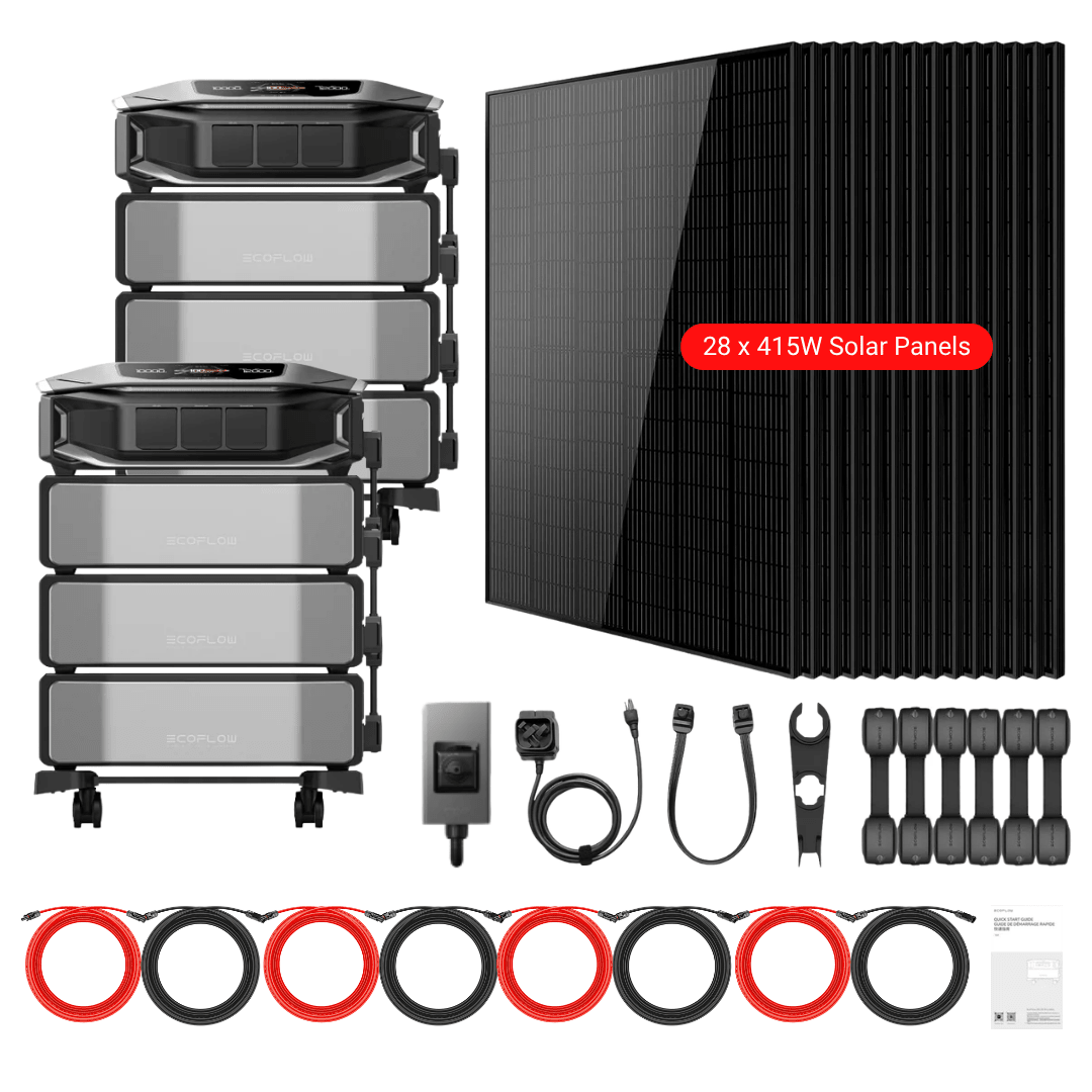 2 x EcoFlow DELTA Pro Ultra X Inverter + Batteries + 415W Solar Panels - Off Grid Stores