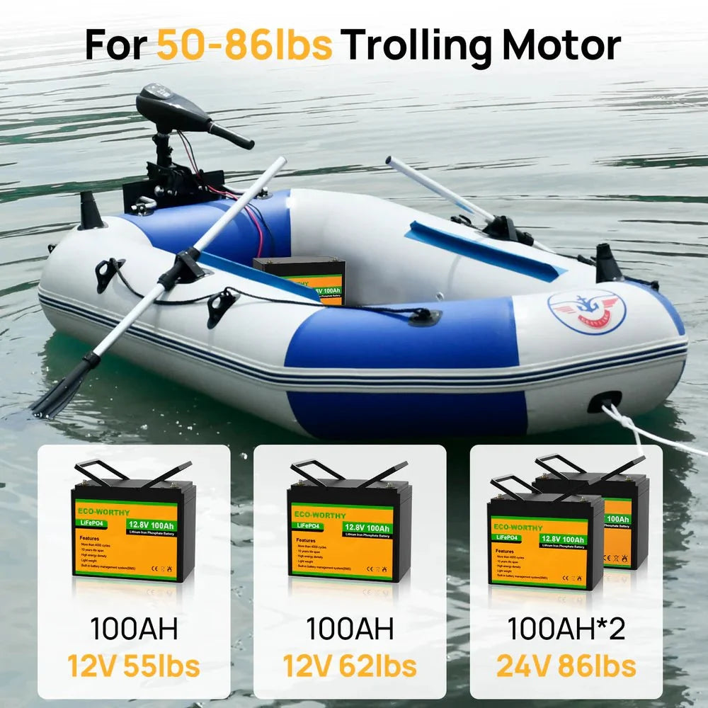 ECO-WORTHY 12V 100Ah Lithium Iron Phosphate Battery