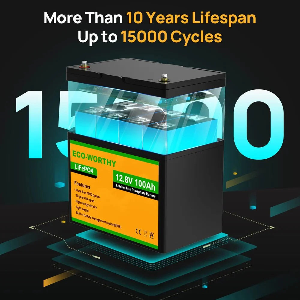 ECO-WORTHY 12V 100Ah Lithium Iron Phosphate Battery