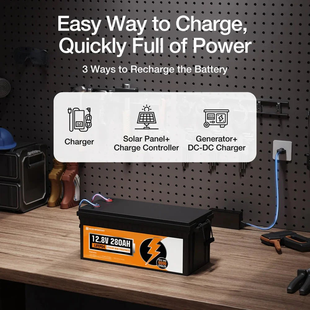 ECO-WORTHY 12V 280Ah Lithium Iron Phosphate Battery With Bluetooth