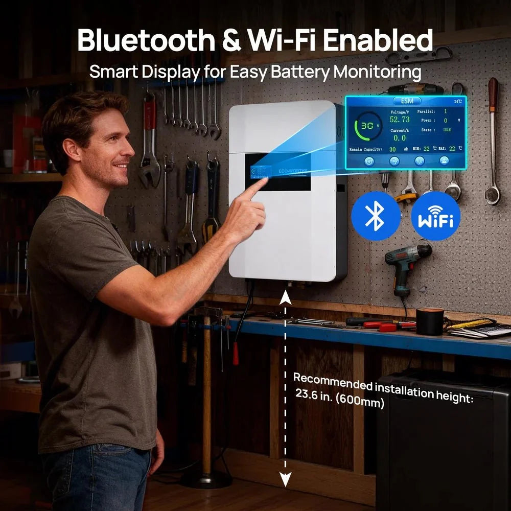 ECO-WORTHY 48V 100AH WallMount Indoor Battery With Conduit Box
