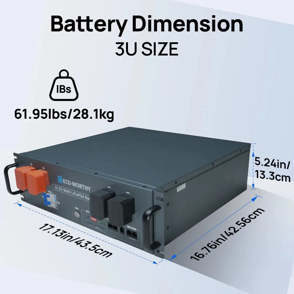 ECO-WORTHY 48V (51.2V) 50Ah Server Rack Battery