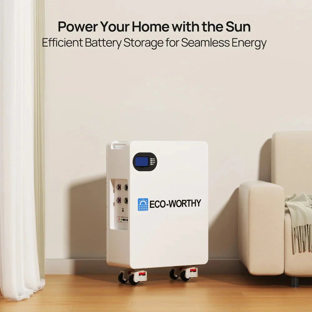 ECO-WORTHY 51.2V 280Ah LiFePO4 Floor Standing Battery with 4 Footmaster Nylon Wheels for Off-grid Home Energy Storage