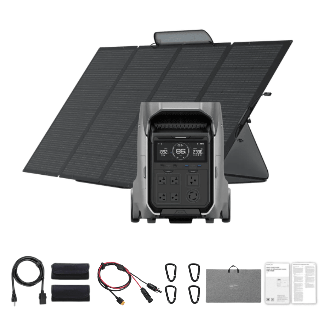 EcoFlow DELTA Pro 3 Solar Generator + 400W Portable Solar Panels - Off Grid Stores