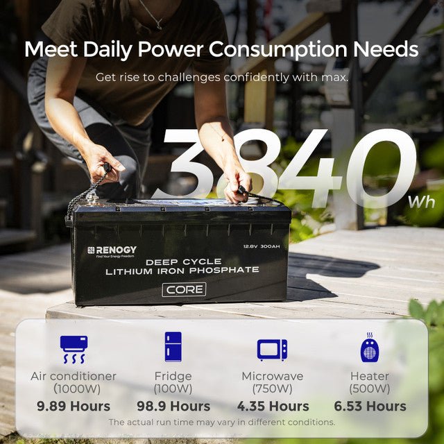 Renogy 12V 300Ah Core Series Deep Cycle Self-Heating Lithium Iron Phosphate Battery