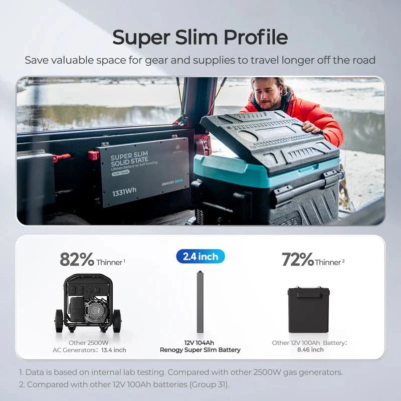 Renogy REGO 12V 104Ah Super Slim Lithium Iron Phosphate Battery with Self-Heating