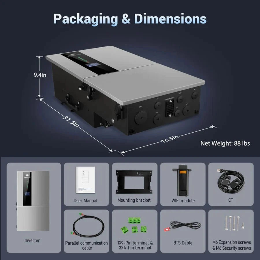 SunGoldPower 7.6KW 48V Split Phase Hybrid Solar Inverter