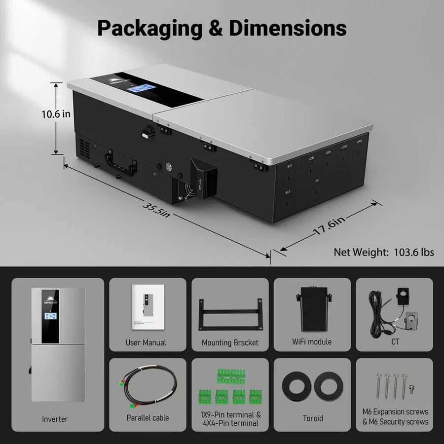 SunGoldPower 11.4kW 48V Split Phase Hybrid Solar Inverter