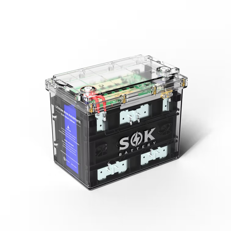 SOK Battery 12V 100Ah LiFePO4 Battery Bluetooth With Clear Sealed Box