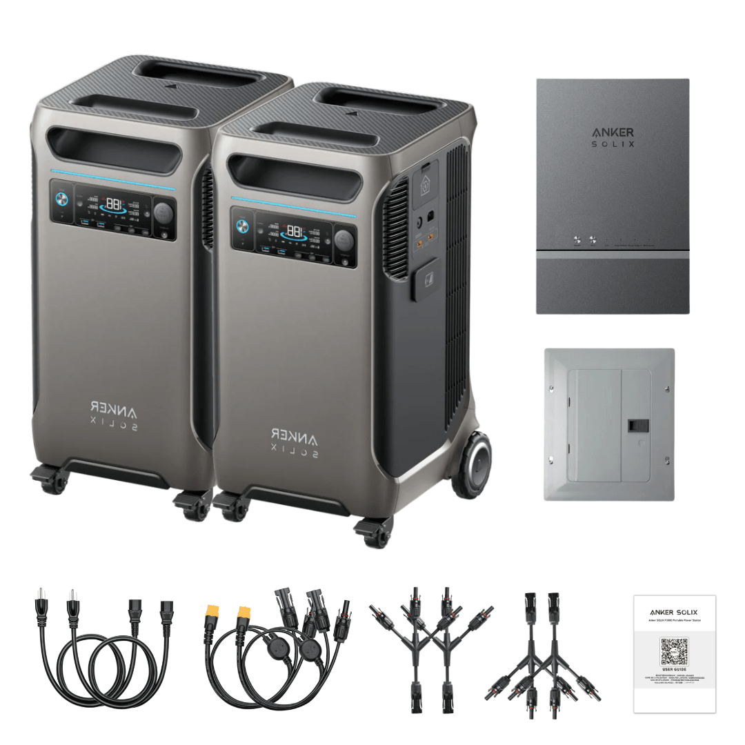 2 × Anker SOLIX F3800 Solar Generators (12kW | 7.68kWh) + Smart Home Power Kit