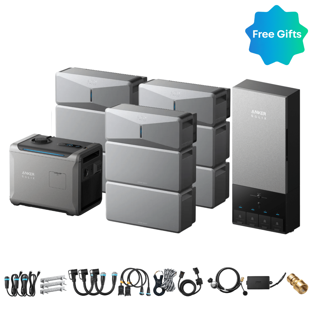 3 x Anker SOLIX E10 Power Module + Batteries + Power Dock + Smart Generator 5500 (Tri-Fuel) - Off Grid Stores