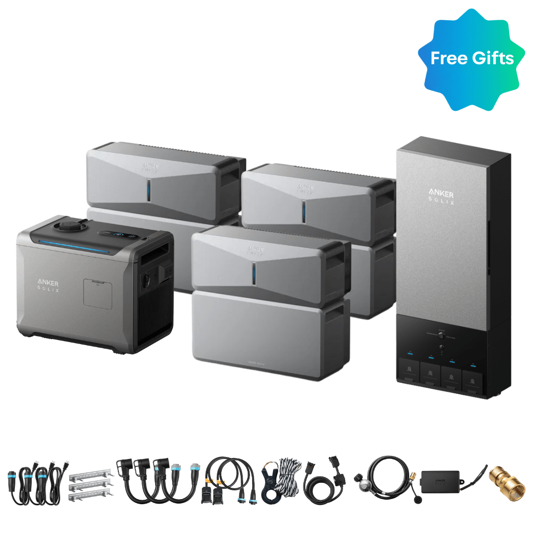 3 x Anker SOLIX E10 Power Module + Batteries + Power Dock + Smart Generator 5500 (Tri-Fuel) - Off Grid Stores