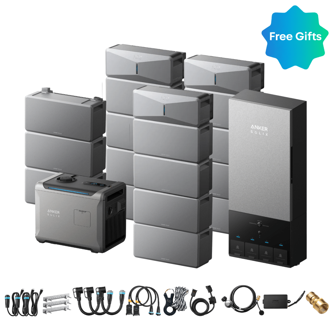3 x Anker SOLIX E10 Power Module + Batteries + Power Dock + Smart Generator 5500 (Tri-Fuel) - Off Grid Stores
