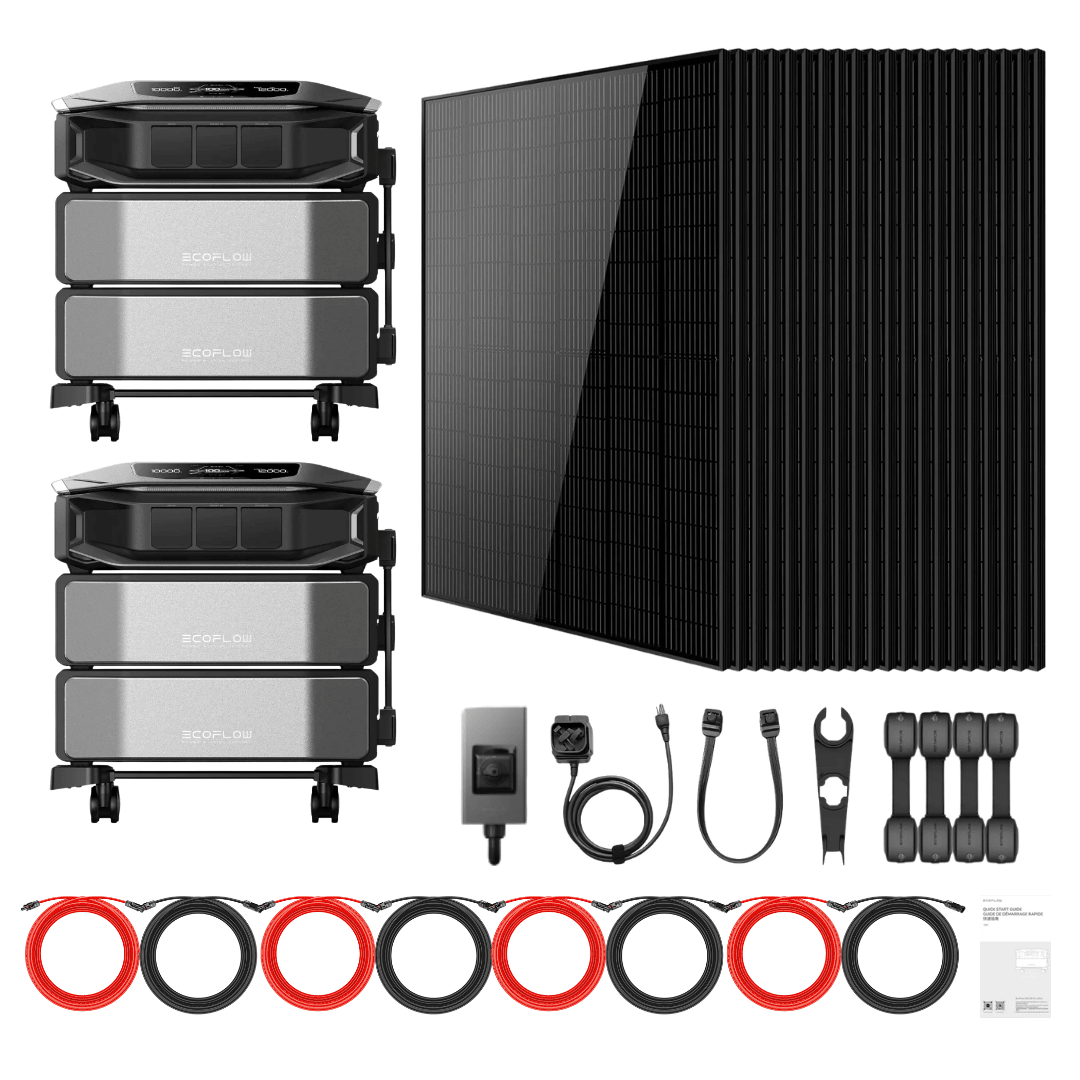 2 x EcoFlow DELTA Pro Ultra X Inverter + Batteries + 415W Solar Panels - Off Grid Stores