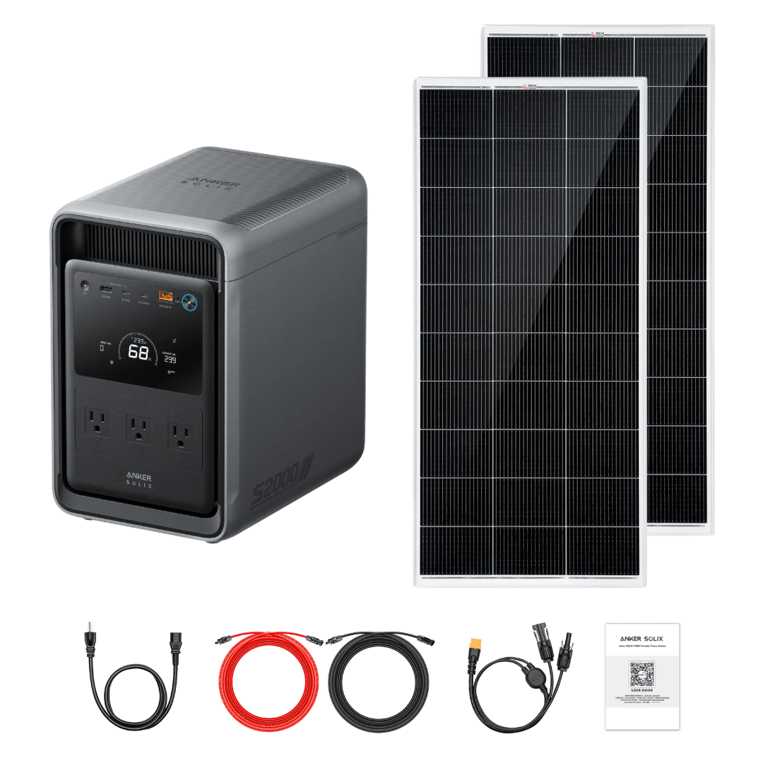 Anker SOLIX S2000 Portable Power Station + Custom Solar Panel Bundle Option - Off Grid Stores