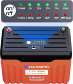 ECO-WORTHY 12V 100AH Lithium Battery with Battery Status Display and 100A BMS with Low-Temp Protection