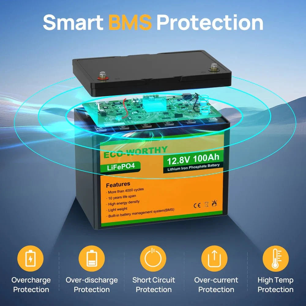 ECO-WORTHY 12V 100Ah Lithium Iron Phosphate Battery