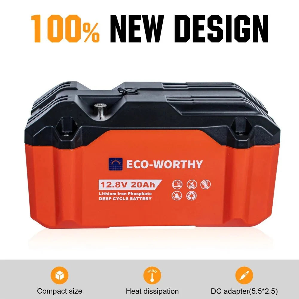 ECO-WORTHY 12V 20Ah Portable LiFePO4 Deep Cycle Rechargeable Battery
