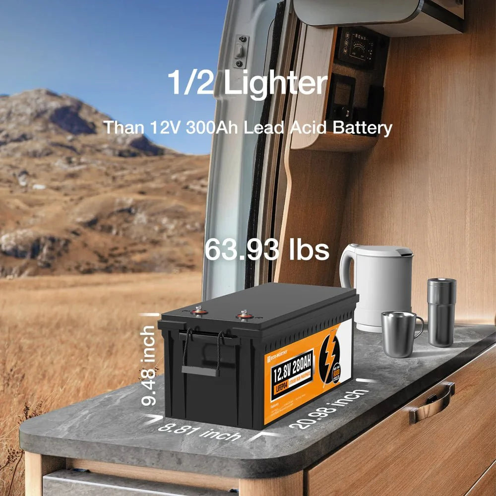 ECO-WORTHY 12V 280Ah Lithium Iron Phosphate Battery With Bluetooth