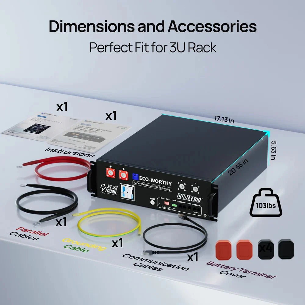 ECO-WORTHY Cubix 100 48V 100Ah Server Rack Battery