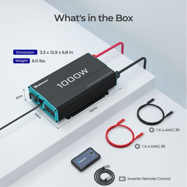 Renogy 1000W 12V Pure Sine Wave Inverter