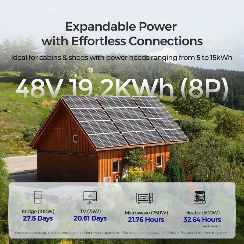 Renogy 48V 50Ah Smart Lithium Iron Phosphate Battery with Self-heating + Battery Monitor