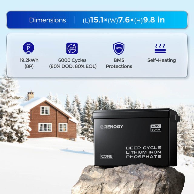 Renogy 48V 50Ah Smart Self-Heating Lithium Iron Phosphate Battery