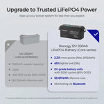 Renogy Core 12V 200Ah Deep Cycle Lithium Iron Phosphate Battery with Bluetooth