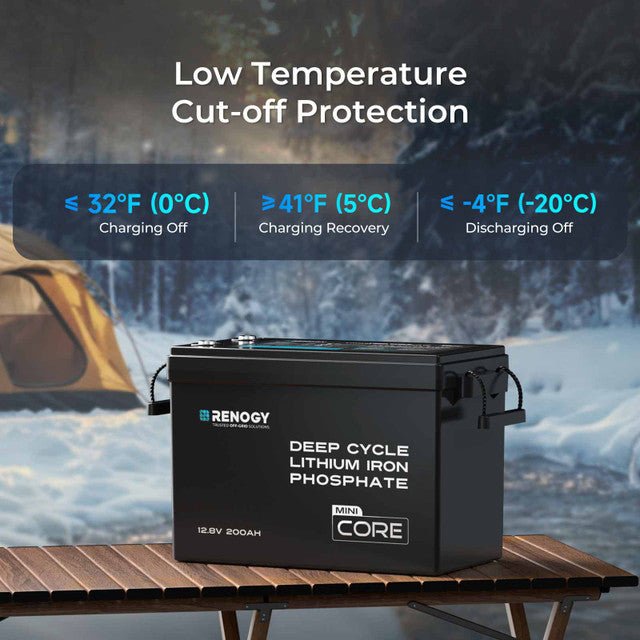 Renogy Core Mini 12.8V 200Ah LiFePO4 Battery w/ Low-Temperature Protection