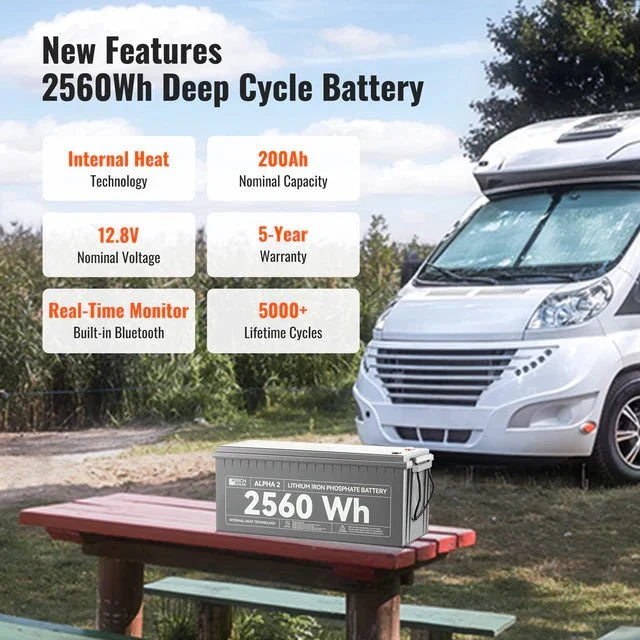 Rich Solar Alpha 2 12V 200Ah LiFePO4 Lithium Iron Phosphate Battery w/ Internal Heating and Bluetooth Function
