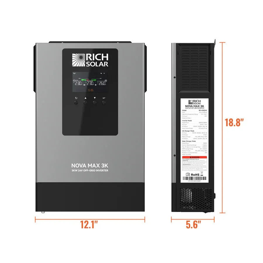 Rich Solar NOVA MAX 3K 2026 24V 3000W Off-Grid Hybrid Inverter