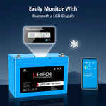 SunGoldPower 12V 100Ah LiFePo4 Deep Cycle Lithium Battery / Bluetooth / Self-Heating / IP65