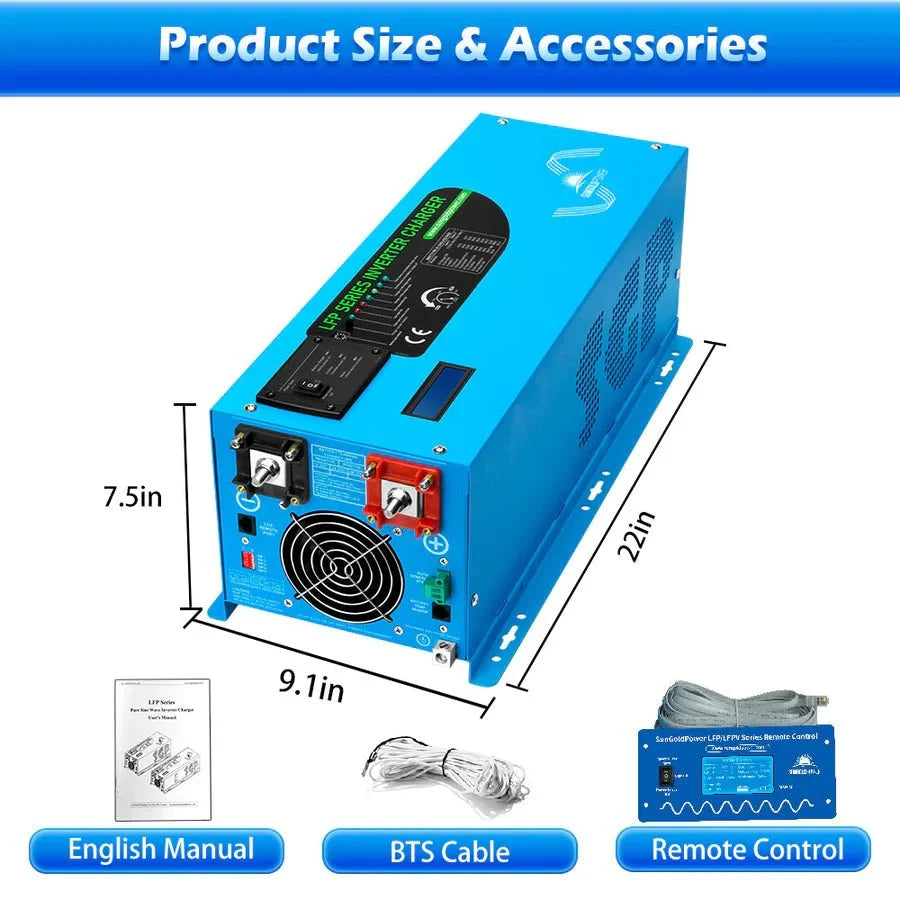 SunGoldPower 3000W DC 12V Pure Sine Wave Inverter With Charger
